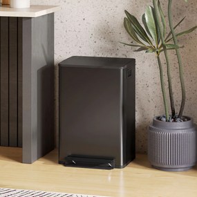 Caixote do Lixo de Cozinha com Pedal, 41,7 x 36,6 x 62 cm, Capacidade de 50 Litros, Preto