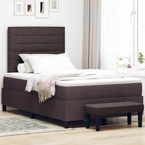 vidaXL Cama Box com colchão com cabeceira Castanho escuro 120 x 200 cm
