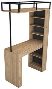 Mesa de Bar "Jane" com Estante - Nogueira e Preto - 120x198x55 cm- Des