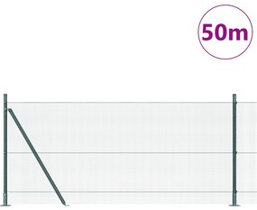 Cerca de Arame Soldado com 13 Postes Flangeados Verde 0.8x50 m Aço