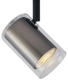 Foco moderno cor de bronze com vidro transparente para sistema de calhas monofásico - Iconic Lloyd