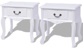 Mesas de cabeceira, 2 pcs, MDF, branco