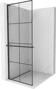 Mexen Kioto+ L parede de duche com prateleira Walk-in 70 x 200 cm, grelha preta, preto - 800-070-123-70-77