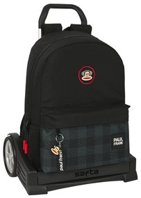 Mochila Escolar com Rodas Paul Frank Campers Preto (30 X 46 X 14 cm)