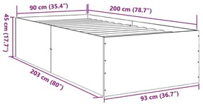 Estrutura de cama 90x200 cm derivados de madeira branco