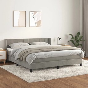vidaXL Cama com molas/colchão 180x200 cm veludo cinzento-claro