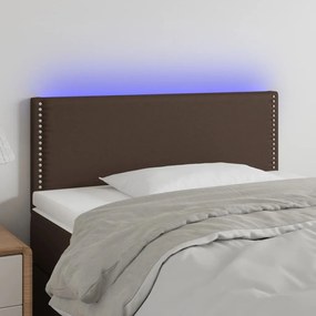 Cabeceira de cama c/ LED 90x5x78/88cm couro artificial castanho