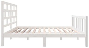 Estrutura de cama casal 135x190 cm pinho maciço branco