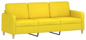 4 pcs conjunto de sofás com almofadões tecido amarelo-claro