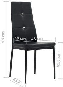 Cadeiras de jantar 4 pcs couro artificial preto