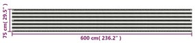 Tela varanda HDPE 75x600 cm antracite e branco