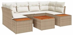Conjunto de Sofá de Jardim vidaXL com 6 Peças com Almofadas Bege Vime