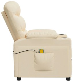 Poltrona elevatória de massagens elétrica tecido creme