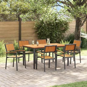 vidaXL Conjunto de Jantar de Jardim 7 Peças em Madeira Sólida de Acácia e Metal