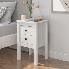 vidaXL Mesa de cabeceira 40x35x61,5 cm madeira de pinho maciça branco