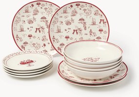 Conjunto de loiça de Natal de design Clarette by Agathe Marty, 4 pessoas, conjunto de 12