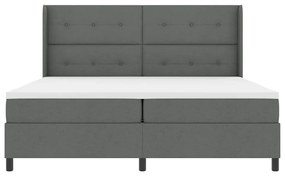 Cama Box com Colchão e LED Cinza Escuro 200x200 cm, Tecido.