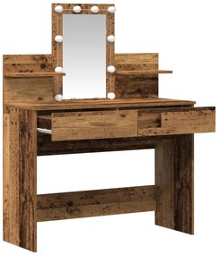 Mesa de Maquiagem com Espelho e Luzes LED Madeira Velha Madeira Recons