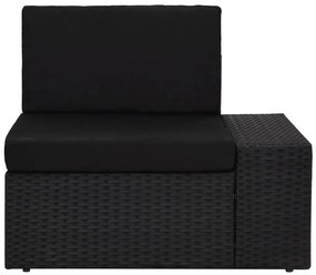 9 pcs conjunto lounge de jardim c/ almofadões vime PE preto