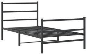 Estrutura de cama com cabeceira e pés 100x190 cm metal preto