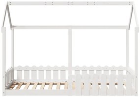 Cama infantil formato casa 80x200 cm pinho maciço branco