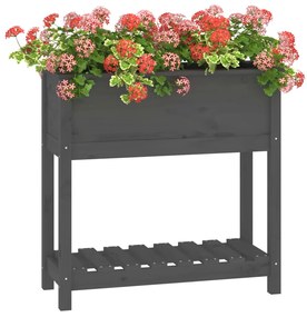 Vaso/floreira com prateleira 82,5x34,5x81 cm pinho maciço cinza