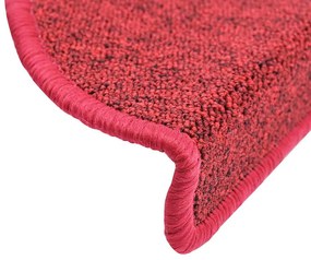 Tapetes de escada 30 pcs 56x17x3 cm vermelho bordô