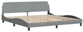 Estrutura de cama sem colchão 200x200 cm tecido cinzento-claro
