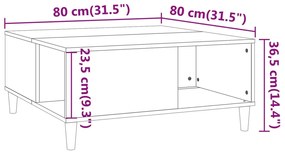 Mesa de centro 80x80x36,5 cm derivados madeira cinzento cimento