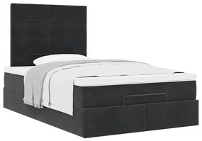 Estrutura de cama otomana com colchões 120x200 cm veludo preto