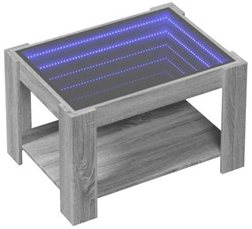 Mesa de centro c/ LEDs 73x53x45 cm derivados de madeira