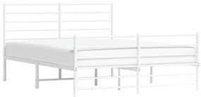 Estrutura de cama com cabeceira e pés 140x190 cm metal branco