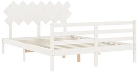 Estrutura de cama com cabeceira 140x200cm madeira maciça branco