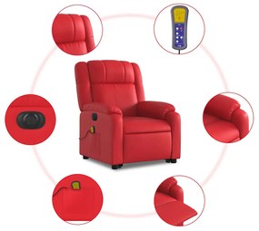 Poltrona reclinável elevatória elétrica couro artif. vermelho
