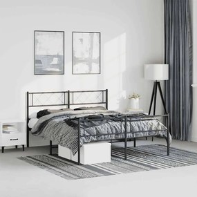 Estrutura de cama com cabeceira e pés 135x190 cm metal preto