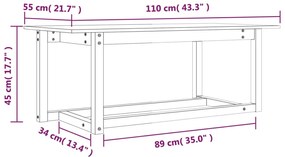 Mesa de centro 110x55x45 cm madeira de pinho maciça
