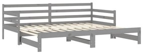 Estrutura sofá-cama de puxar 2x(90x200) cm pinho maciço cinza