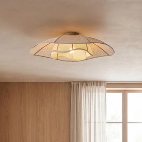 Plafon de teto Japandi em tecido bege 70cm - Haru