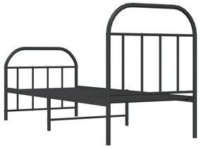 Estrutura de cama com cabeceira e pés 75x190 cm metal preto