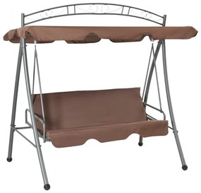 vidaXL Baloiço de jardim convertível com toldo cor café