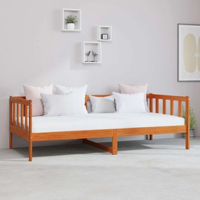 vidaXL Cama de Dia com colchão Marrom Cera e Branco 90 x 200 cm