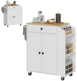 Ilha de Cozinha com Rodas Carrinho de Cozinha Móvel Auxiliar de Cozinh