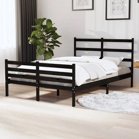 vidaXL Estrutura de cama pequena casal 120x190 cm pinho maciço preto