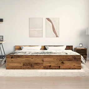 Cama vidaXL Madeira Velha 200x200 cm Painel de Madeira