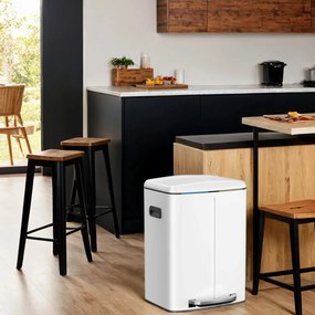 Caixote do lixo com 2 compartimentos 44,4 x 40,8 x 60,2 cm branco