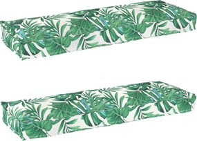 vidaXL Conjunto de Almofadas para Palete Floral 2 pcs Padrão de Folhas