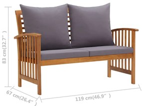 3 pcs conjunto lounge de jardim c/ almofadões acácia maciça