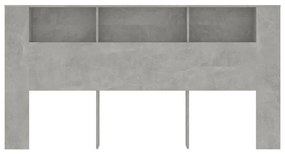 Armário de cabeceira 200x18,5x104,5 cm cinzento de betão