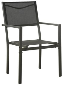 3 pcs conjunto de jantar para jardim aço e textilene preto