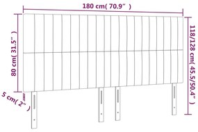 Cabeceira de cama c/ LED veludo 180x5x118/128 cm cinza-escuro